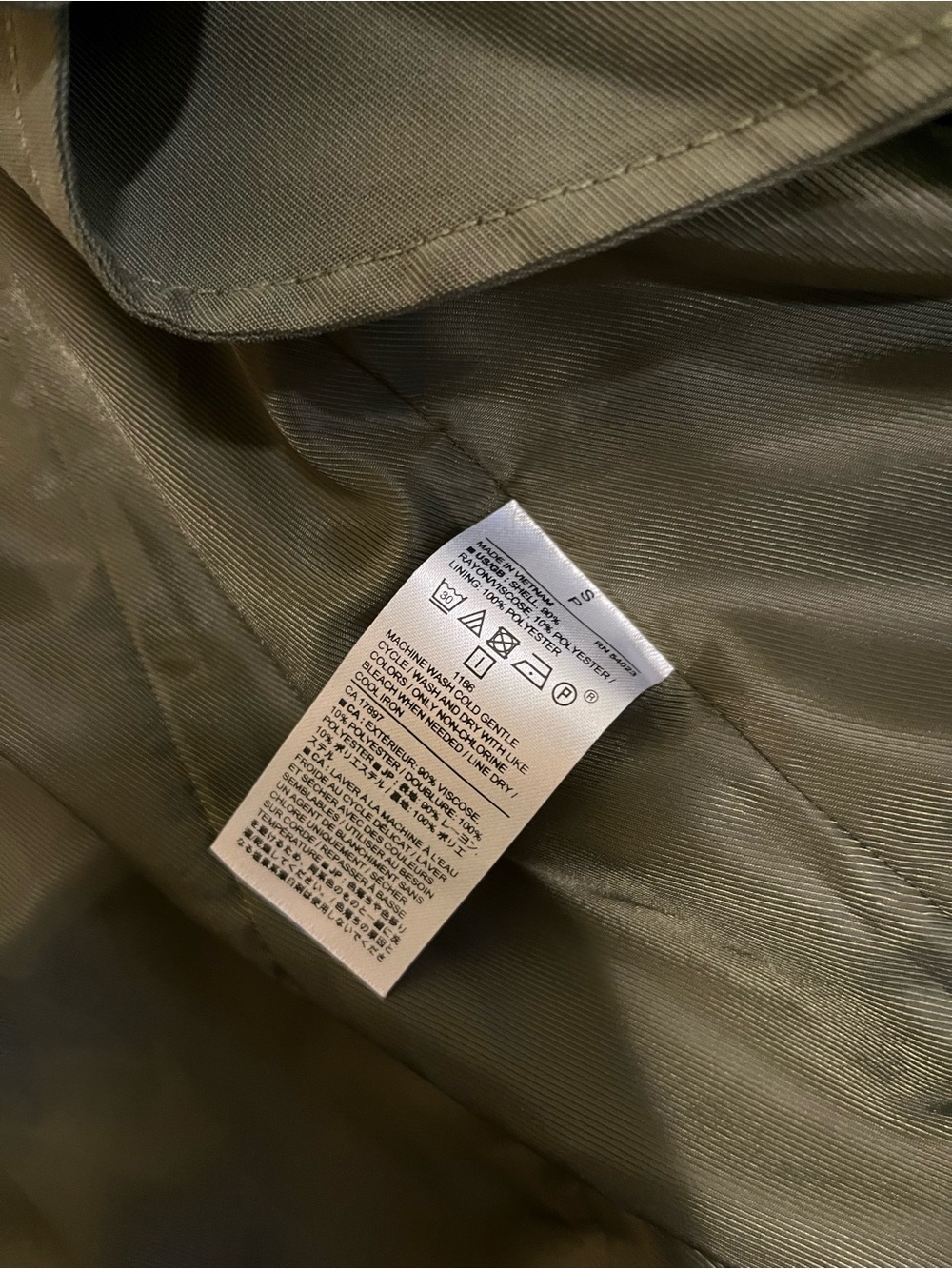Banana Republic Olive Trench Coat Classic Open Front Tie Waist Women’s Size S - Picture 6 of 9